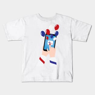 4th of july smartphone and balloons Kids T-Shirt